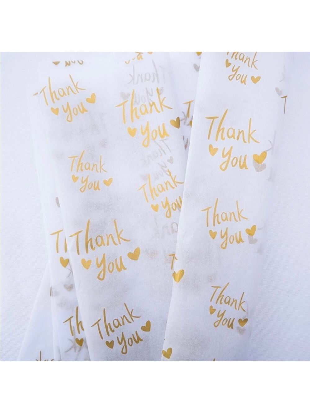 25 Thank You Tissue Paper Sheets, 20x14 PRICE IS FIRM White and Gold - Picture 2 of 3